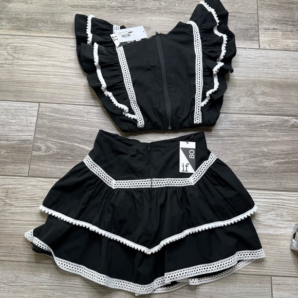 IF SO Black White Trim Two Piece Dress Size 10/12 - Picture 7 of 13